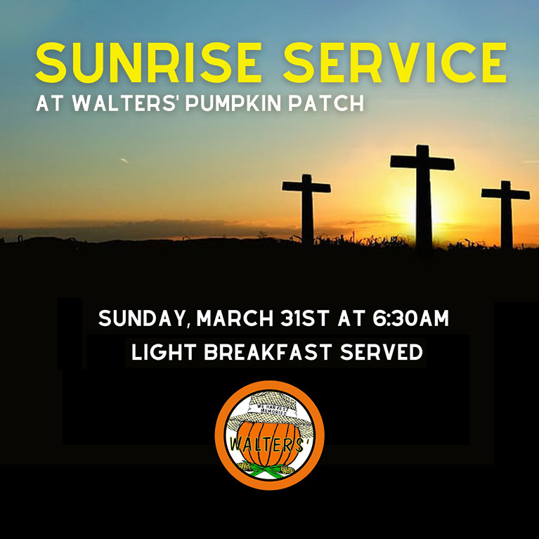 Our Annual Sunrise Easter Service and breakfast at Walters' Pumpkin Patch.